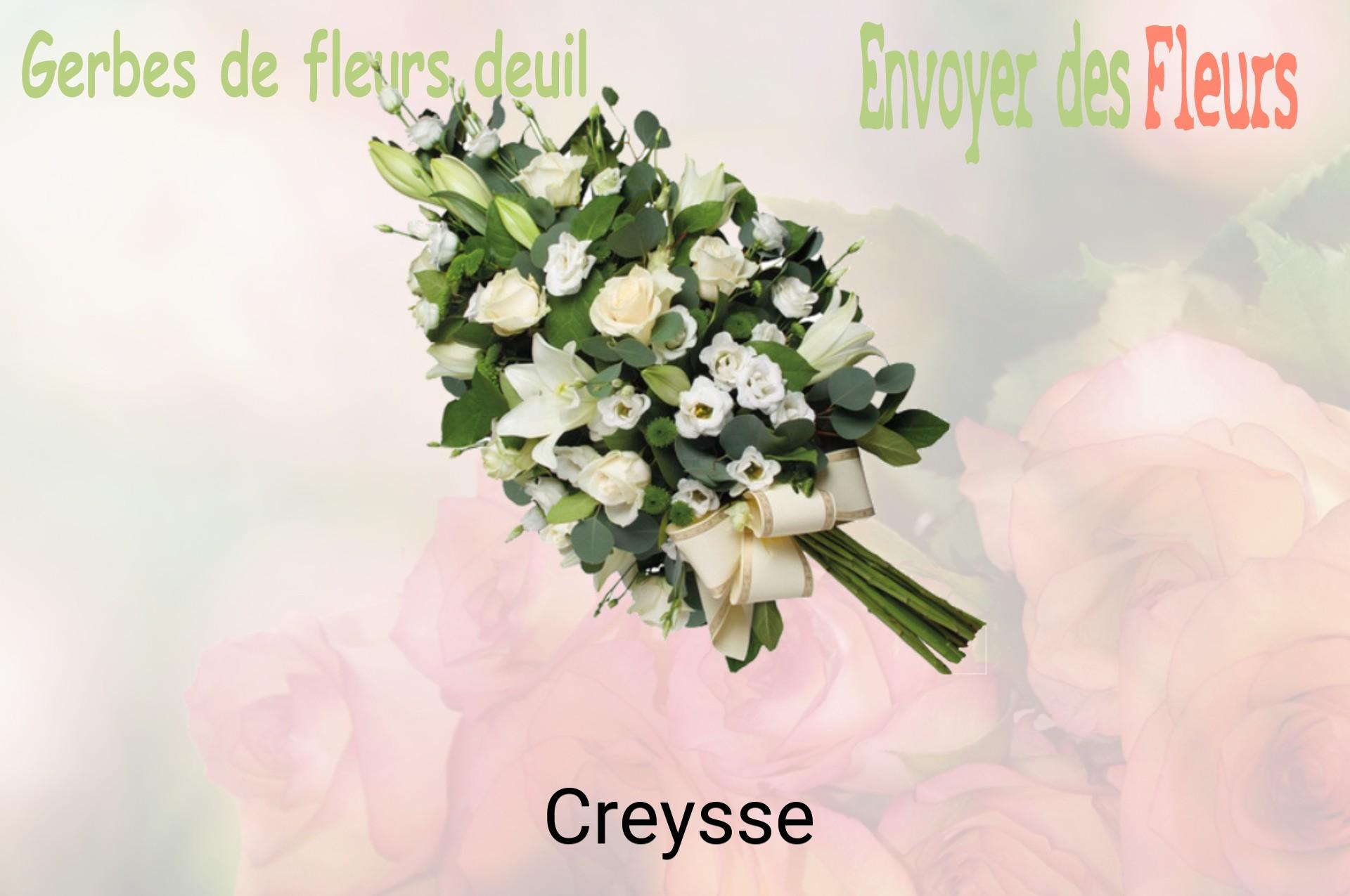 Gerbe de fleurs de deuil livrée à Creysse